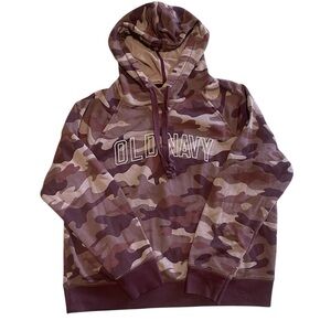 Old Navy Camouflage Pullover Hoodie Logo Size Medium Brown Purple